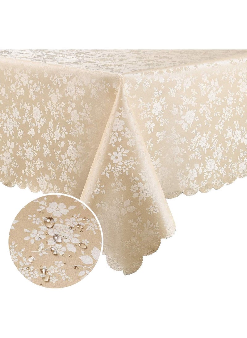 AoMige Machine Washable Vinyl Tablecloth,Easy Wipe Clean Rectangular Dining Tablecloth,100% Waterproof Spill Proof Tablecloth for Kitchen and Dining Table - Image 1